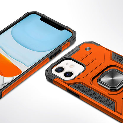 For Apple iPhone 11 Armor Hybrid Magnetic Stand with Ring Holder Kickstand Shockproof Heavy-Duty Durable Rugged TPU Dual Layer Case Cover Cosmic Orange