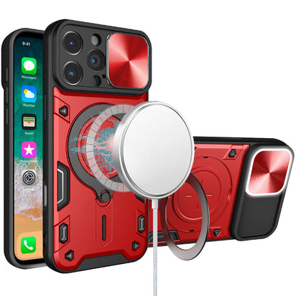 For Apple iPhone 16 Pro (6.3") Hybrid Magnetic Circle 360° Ring Kickstand with MagSafe Compatible & Camera lens Protector Case Cover