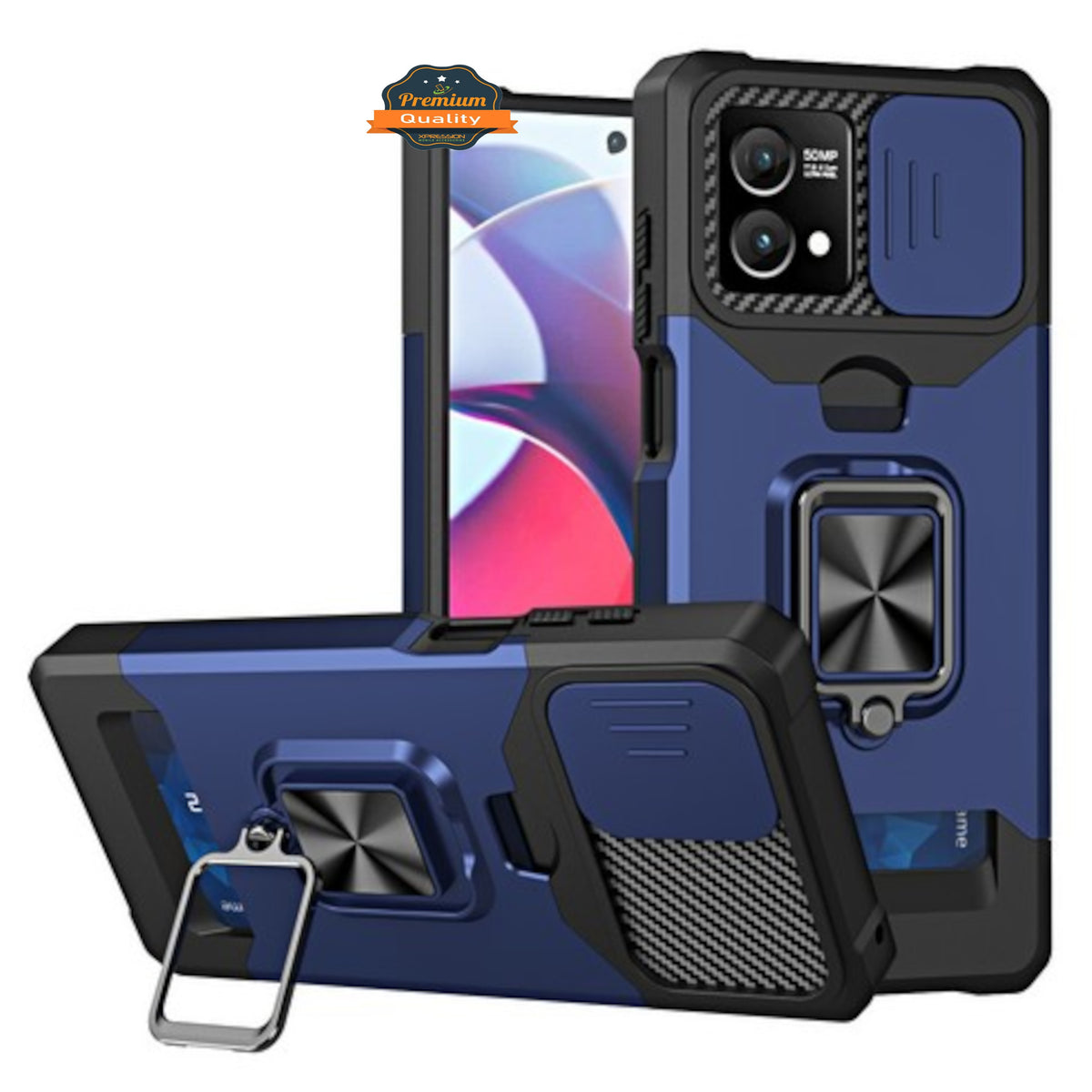 Phone Case Cover for Motorola Moto G Stylus 5G 2026 Wallet Case with Slide Camera Protector, Credit Card Slot, Ring Sand, Magnetic Car Mount Cover