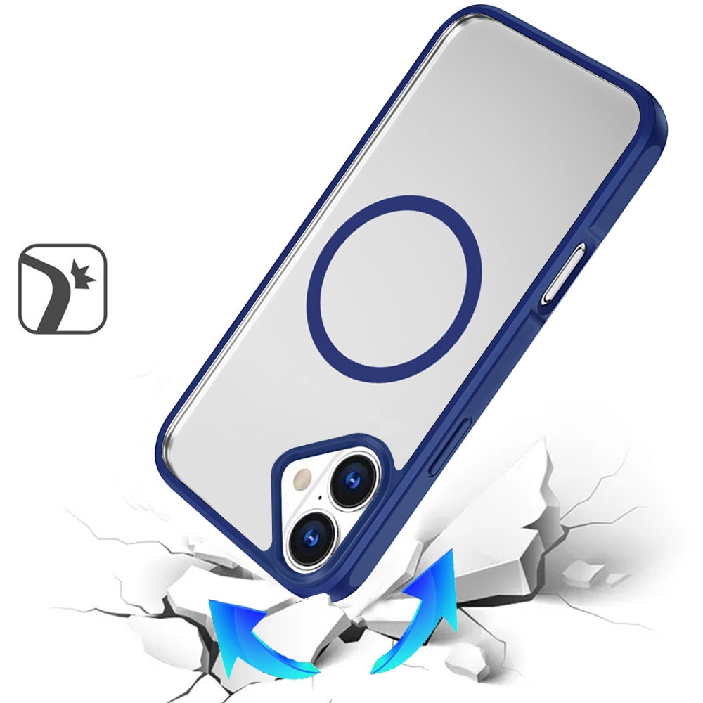 For Apple iPhone 17 (6.3") Magnetic Circle HQ Transparent Clear TPU Thick 2.0mm Frame Hybrid Shockproof Protector Case Cover Cosmic Orange