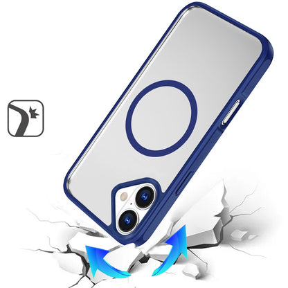 For Apple iPhone 17 (6.3") Magnetic Circle HQ Transparent Clear TPU Thick 2.0mm Frame Hybrid Shockproof Protector Case Cover Cosmic Orange