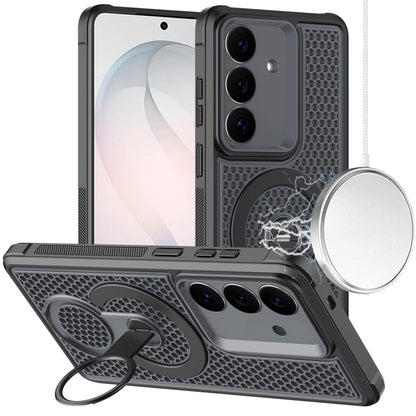 Phone Case for Samsung Galaxy S26 FE /S26 Fan Edition Magnetic Honeycomb Hybrid Rugged Armor Ring Kickstand Dual Layer Shock Absorbing Hard PC Soft TPU Cover