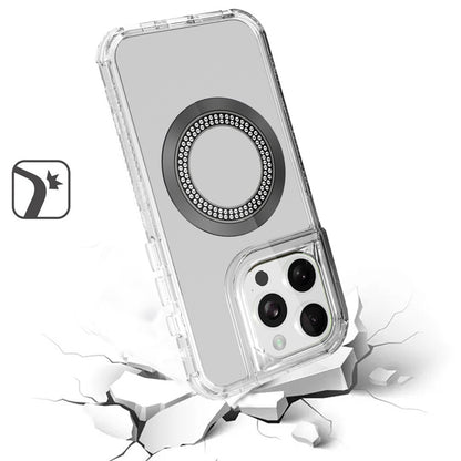 For Apple iPhone 17 Pro Max Magnetic Circle Compatible with Magsafe, Hybrid Chrome 3in1 Transparent Shockproof TPU Bumper Case Cover