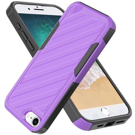For Apple iPhone 16e Hybrid lined shockproof dual layer Rugged 2in1 Hard PC & Silicone TPU Non Slip Textured Tough Armor Case Cover Purple