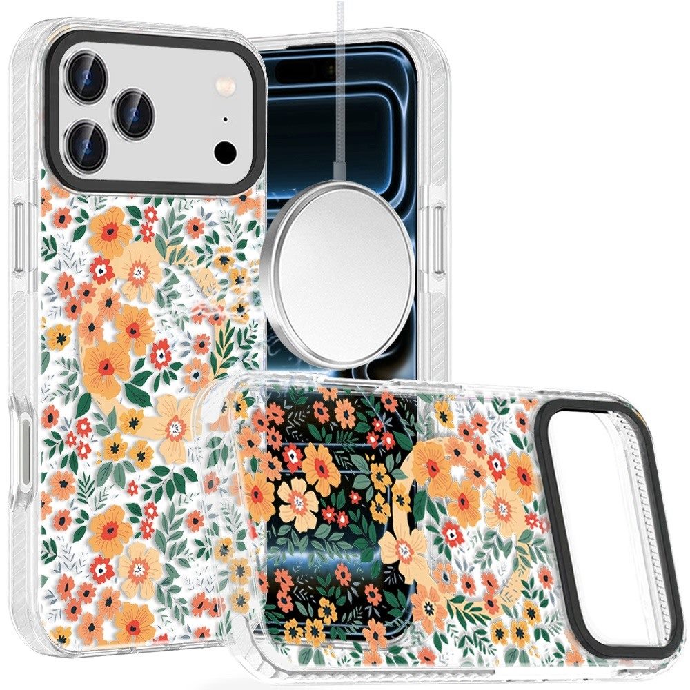 Phone Case for Apple iPhone 18 Pro Max/ 17 Pro Max Magnetic Hybrid IMD Floral Compatible with MagSafe Shockproof Slim Hybrid Fashion Design TPU Protective Cover