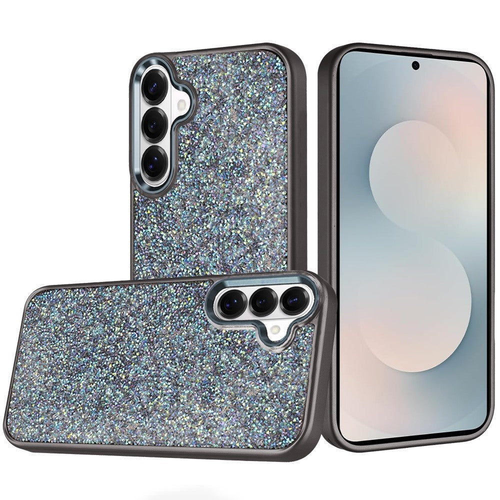For Samsung Galaxy S26 Crystal Sparkle Diamond Glass Full Mini Glitter Bling Frame TPU Hybrid Protective Case Cover