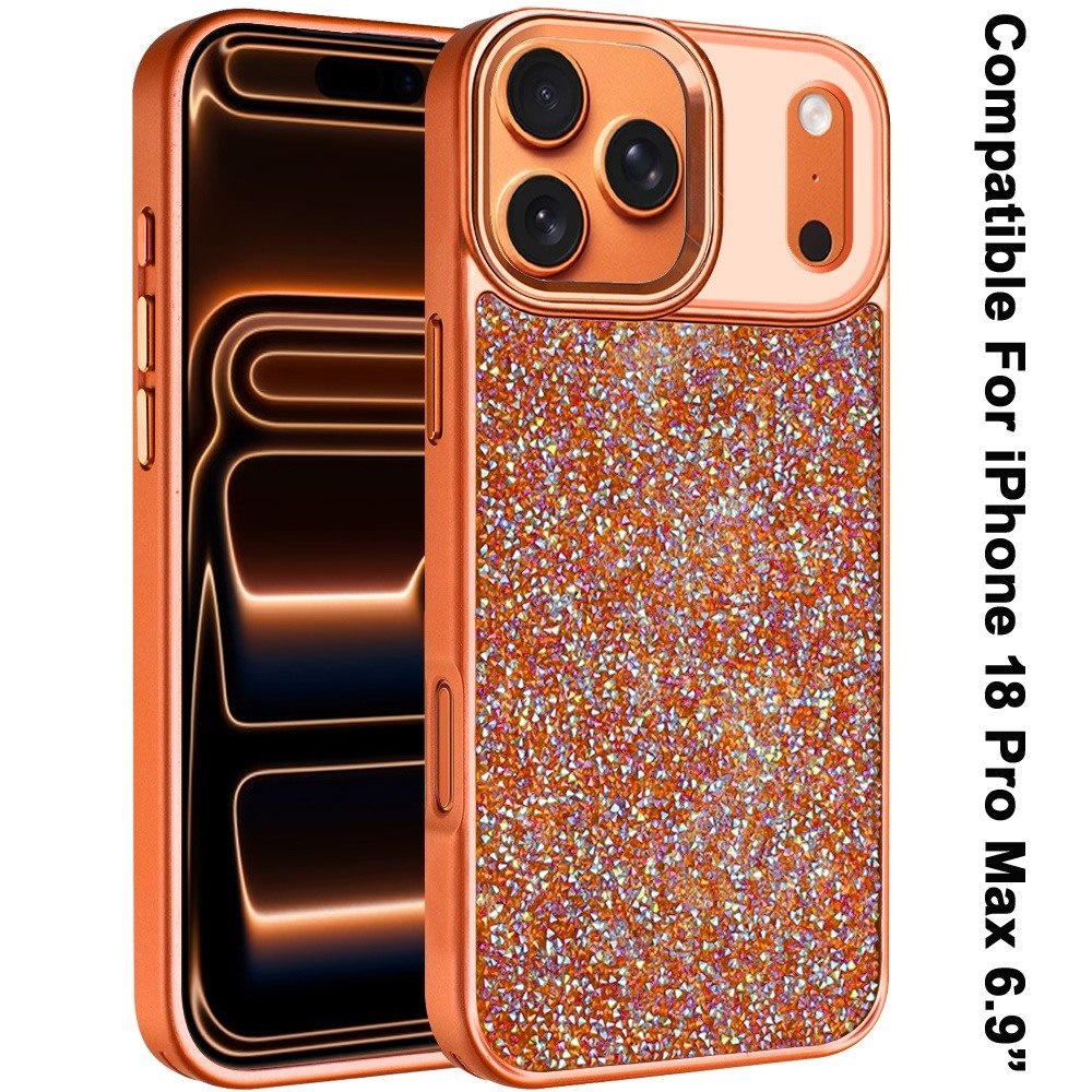 Phone Case for Apple iPhone 18 Pro Max Crystal Glass Bling Diamond Metallic Edge Shockproof Durable Protective Clear Hybrid Stylish Premium Design Cover