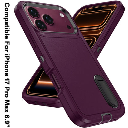 Phone Case for Apple iPhone 18 Pro Max/ iPhone 17 Pro Max 3in1 Tough Rugged Kickstand Shockproof Armor Grip Heavy Duty Drop Resistant Protective Hybrid Cover Purple