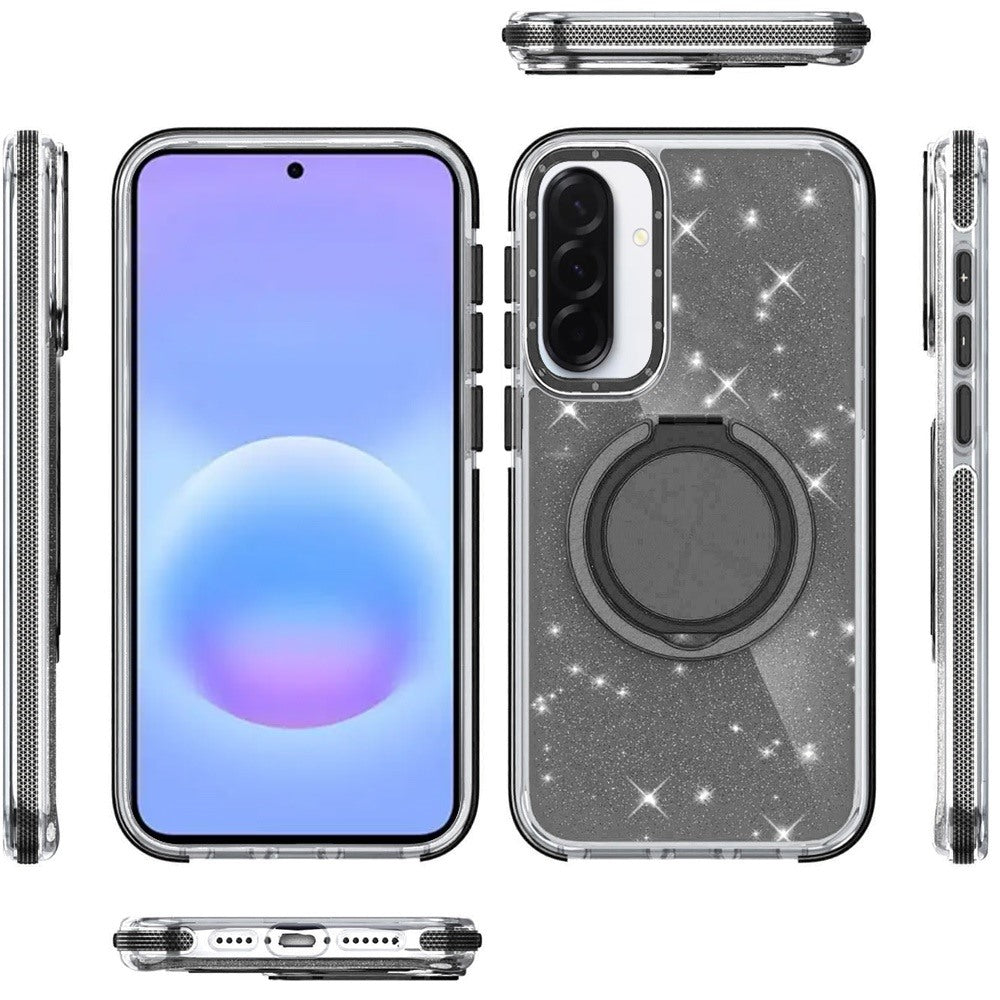 Phone Case for Samsung Galaxy A57 Magnetic Hybrid 360 Rotating Ring Kickstand Tough Hard PC Soft TPU Glitz Shimmer Glitter Shock Absorbing Cover