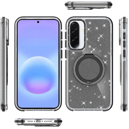 Phone Case for Samsung Galaxy A57 Magnetic Hybrid 360 Rotating Ring Kickstand Tough Hard PC Soft TPU Glitz Shimmer Glitter Shock Absorbing Cover