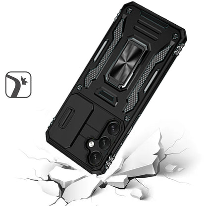 For Samsung Galaxy S26 Ultra Tough Hybrid Case with Movable Camera Window & Metal Ring Stand Shockproof Case Cover