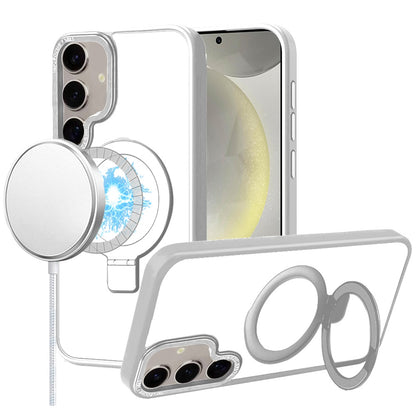 For Samsung Galaxy S25 EDGE Magnetic Metal Matte with Built-in MagSafe Stand, Hybrid Shockproof Armor, TPU Frame Case Cover