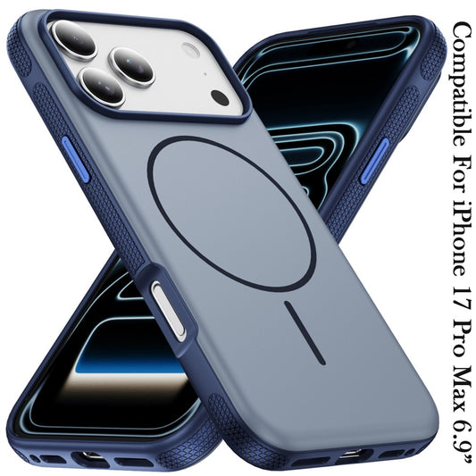 Phone Case for Apple iPhone 17 Pro Max Super Magnetic Matte Hybrid Shockproof Thick Protective Durable Grip Anti Scratch Premium Edge Slim Fit Cover Blue