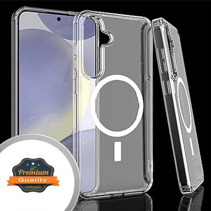 For Apple iPhone 16 Pro (6.3") Magnetic Case with Built in Magnets Compatible with MagSafe, Transparent Slim Hybrid Frame Bumper Case Cover Clear