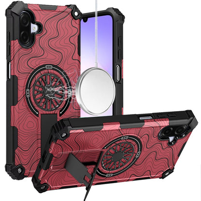 Phone Case Cover for Samsung Galaxy A07 4G Magnetic Invisible Kickstand Holder with CD Texture Design, Shockproof Hybrid Military Grade Heavy Duty Cover