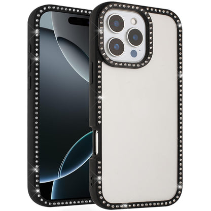 For iPhone 16 Pro Max Diamond Full Rhinestone Clear Hybrid Protective, Sparkly Bling Transparent Shockproof Bumper All Around Case Cover