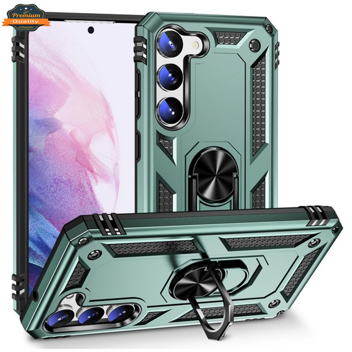 For Samsung Galaxy S25+ S25 Plus /S24+ Shockproof Hybrid Dual Layer PC + TPU with Metal Ring Kickstand Heavy Duty Armor Shell Case Cover