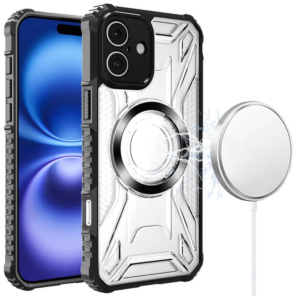 Clear Rugged Hybrid TPU Magnetic Back Reinforced Frame Bumper Shock Absorbing Slim Fit