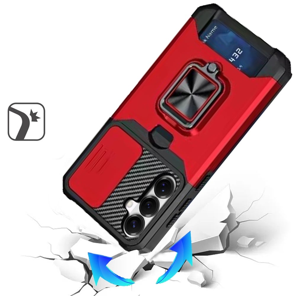 Phone Case for Samsung Galaxy S26 FE /S26 Fan Edition Card Holder Magnetic Ring Stand Shockproof Anti Slip Wallet Grip Protective Hybrid Design Cover