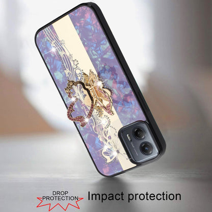For Motorola Razr 2025 /2024 Diamonds 3D Butterfly Bling Sparkly Glitter Ornaments Engraving Hybrid with Stand Fashion Case Cover Enchanted Butterfly Purple