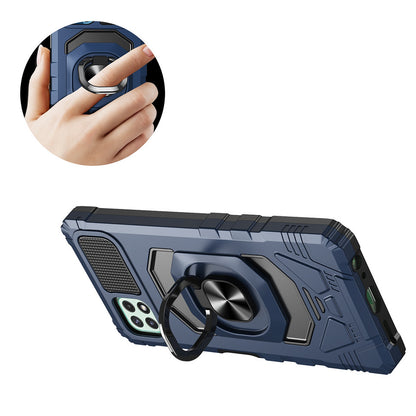 For Hybrid Dual Layer with 360° Rotate Magnetic Ring Stand Holder Kickstand TPU Rugged PC Shockproof Blue Tablet Case Cover