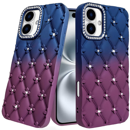 For Samsung Galaxy S26 Ultra Fashion Flower Design Sparkle Glitter Shimmer Rhinestone Bling Floral Accents, Leather Texture TPU Case Cover