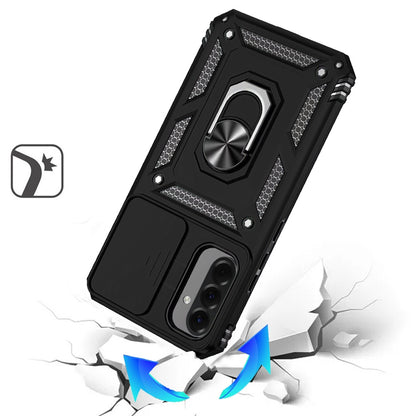 For Samsung Galaxy A37 Hybrid Ring Shockproof with 360° Rotate Ring Kickstand, Camera Lens Protection, Soft Edge Bumper Case Cover