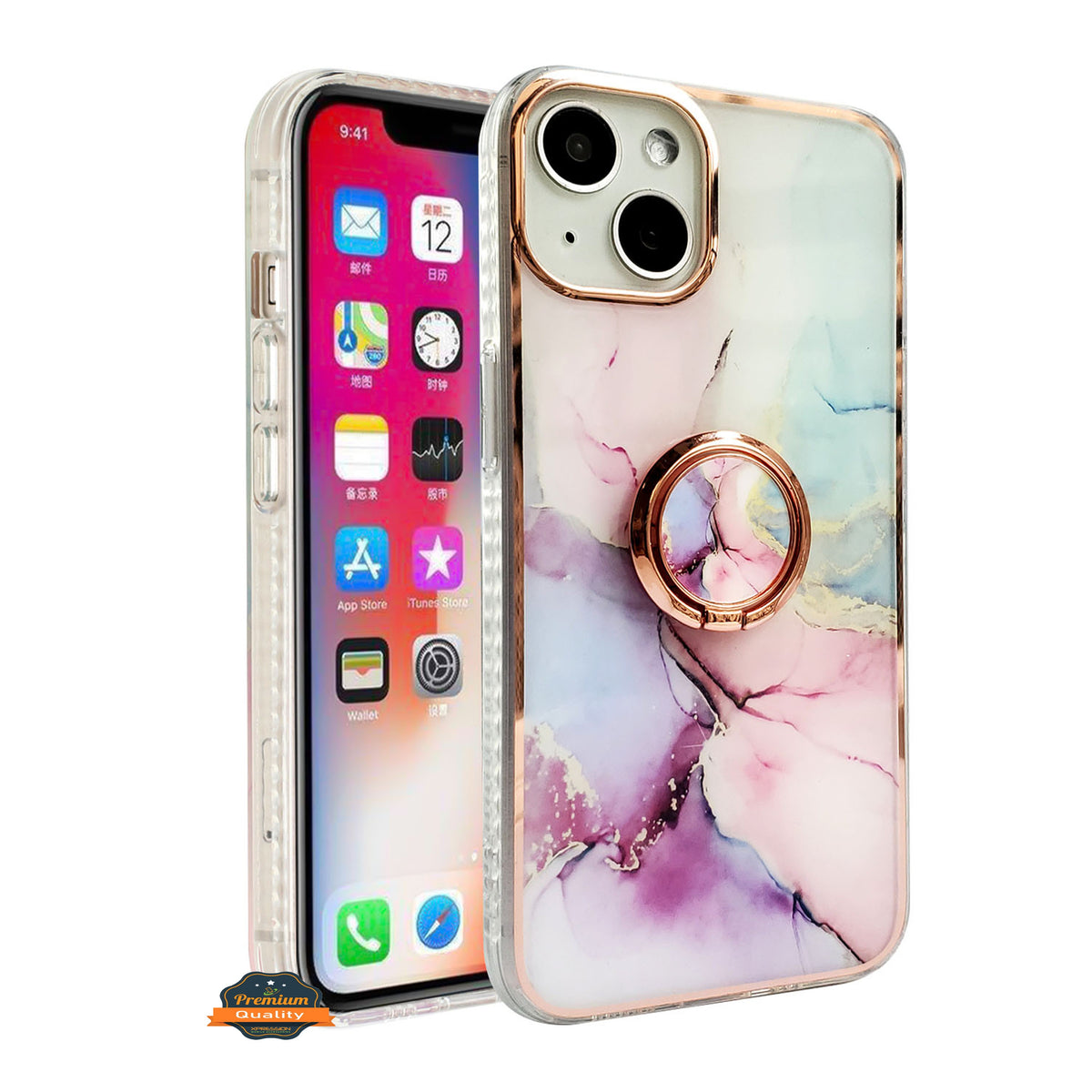 For Samsung Galaxy A16 5G Fashion Design Pattern Hybrid Ring Kickstand Bling Diamond Hard PC TPU Protective Case Cover