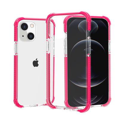 For Apple iPhone 11 Hybrid Transparent Acrylic Rubber Gummy Hard PC Silicone TPU Color Bumper Frame Shockproof Case Cover Hotpink