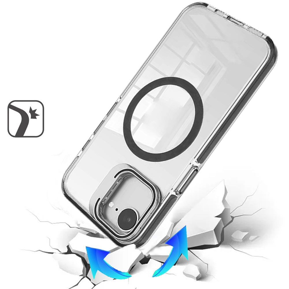 Built-in Camera Kick-Stand, Compatible with MagSafe, Transparent Colorful Edged Tough Hybrid TPU