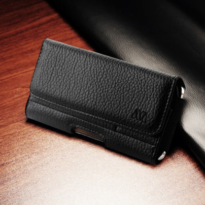 For Apple iPhone 16 (6.1") Universal Leather Horizontal Holster Pouch with Credit Card Slots Wallet & Belt Loop Clip Carrying (Fit up to 6.1" Screen) [Black]