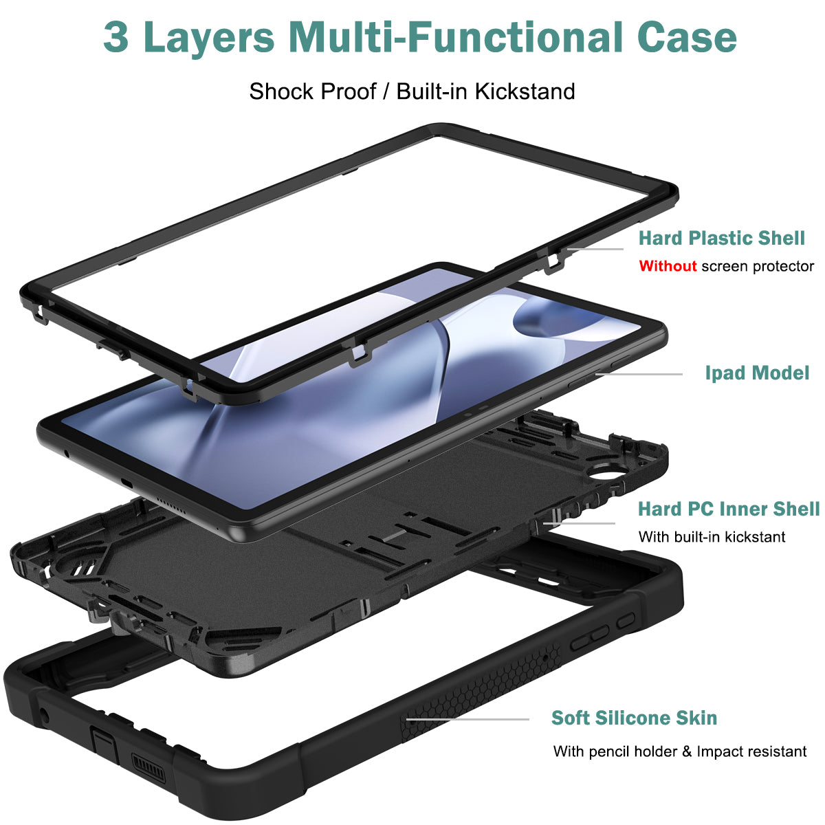 Tablet Case for T-Mobile Revvl TAB 2 5G Shockproof Hybrid Built in Kickstand Dual Layer Rugged Heavy Duty Armor Anti Slip Impact Resistant Durable Grip Cover