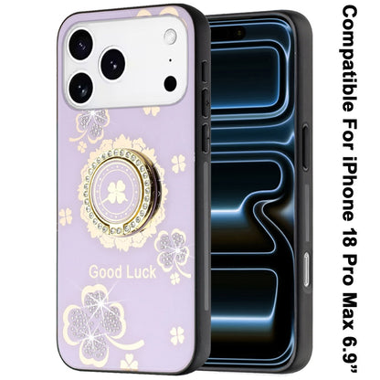 Phone Case for Apple iPhone 18 Pro Max Diamond 3D Fashion Floral Glitter Engraved Luxury Bling Hybrid Shockproof Chrome Edge Protective Grip Cover
