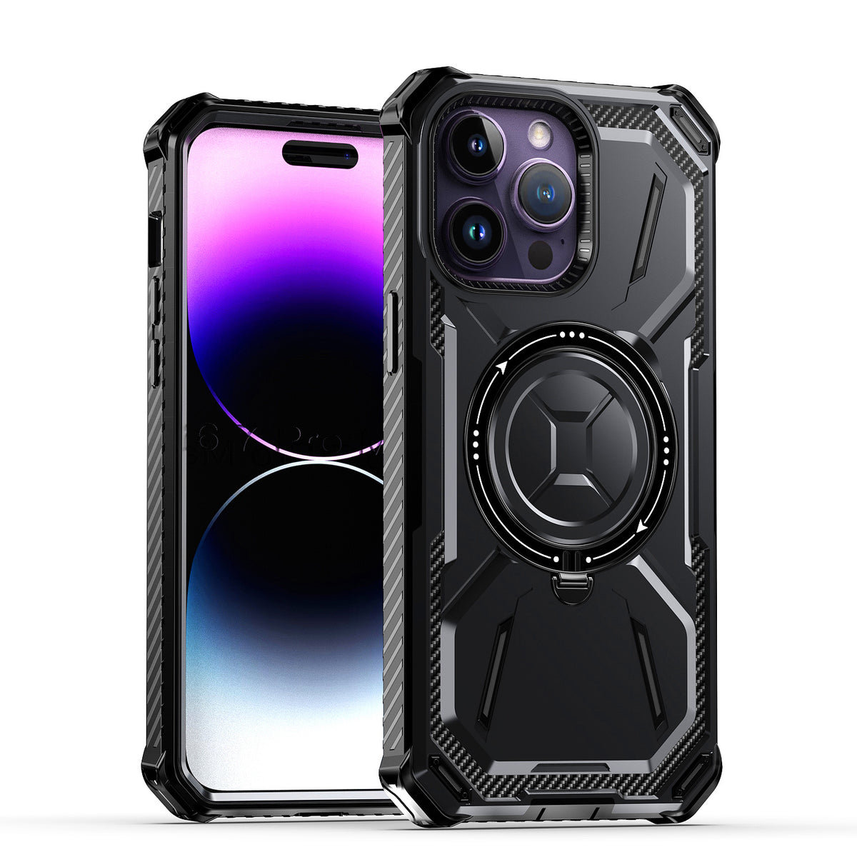 Standard for Apple iPhone 15 Pro Max (6.7") Apple iPhone 15 Pro Max (6.7") MagSafe Compatible Circle Ring Magnetic Kickstand Hybrid Hard TPU Edge Protective Cover