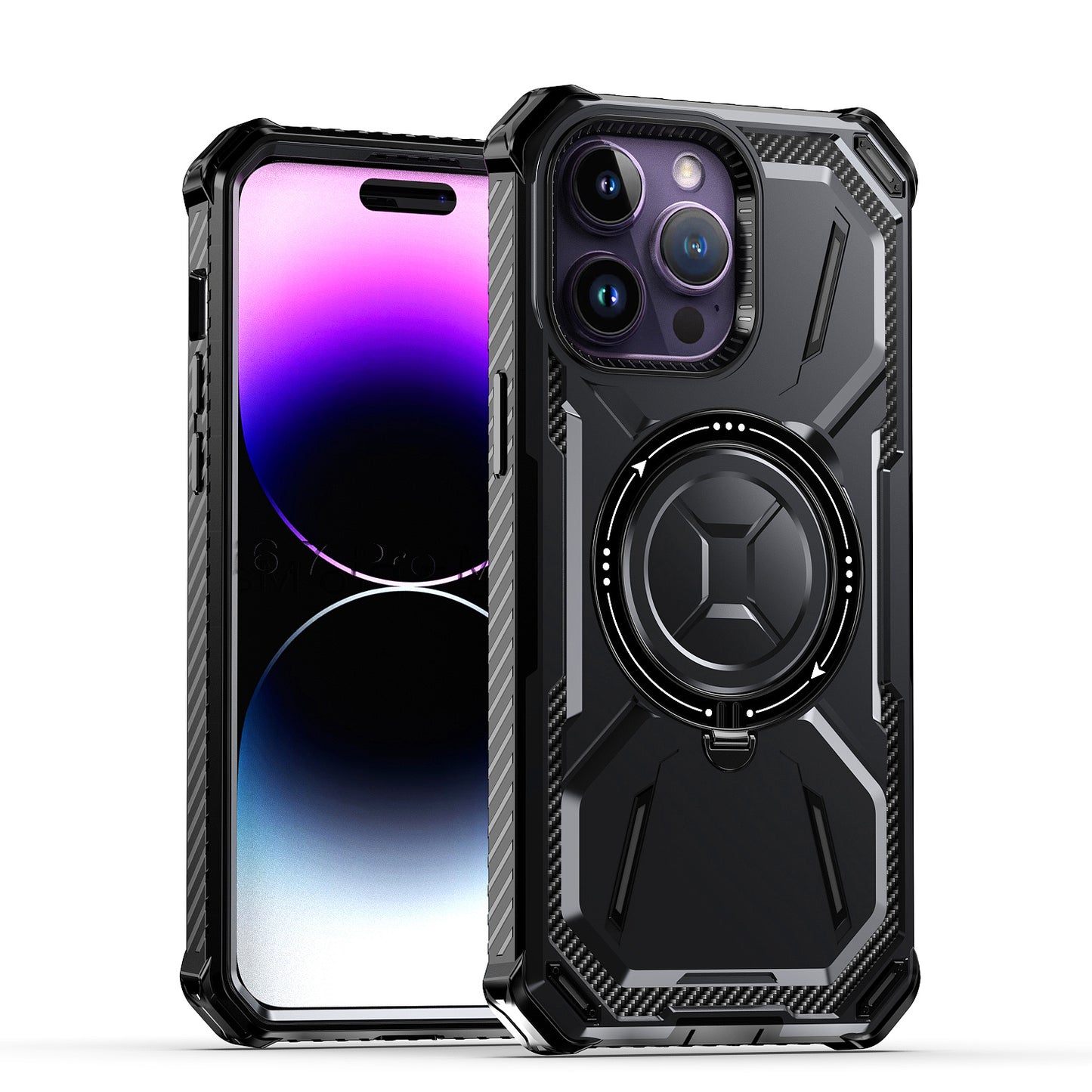 For Samsung Galaxy S22 5G Shockproof Hybrid Magnetic Ring Case - 360° Rotatable Stand with MagSafe Compatibility Case Cover Black
