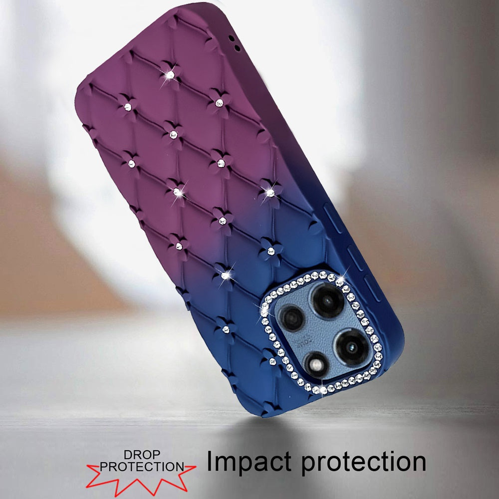 Phone Case for Motorola Moto G 5G 2026 / 2025 Floral Glitter Shimmer Bling Hybrid Shockproof Anti Slip Thick TPU Protective Stylish Design Cover