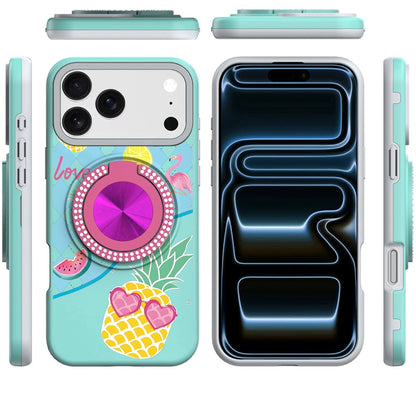 Phone Case for Apple iPhone 18 Pro Max Magnetic Ring Stand Matte Metal Hybrid Car Mount Friendly Shockproof Rotational Grip Diamond Design Pattern Cover