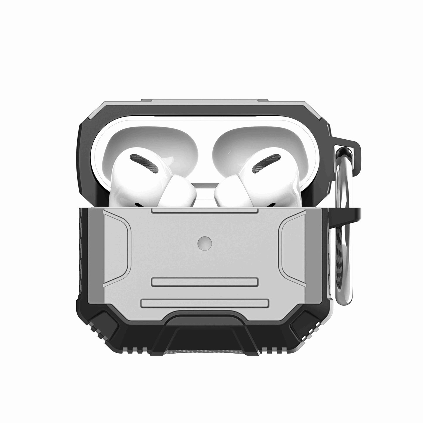 For Airpods Pro 3 (2025) Full-Body Rugged ShockProof Hybrid With Metal Hook Carabiner Heavy Duty Armor Carbon Fiber Case Cover