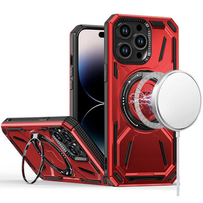 Phone Case for Apple iPhone 14 Pro Max Magnetic Ring Circle Stand Shockproof 360 Rotating Kickstand Hybrid Armor Anti Slip Protective Grip Frame Cover Red