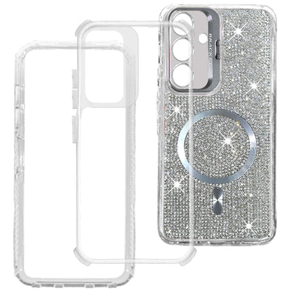 Phone Case for Samsung Galaxy S26 FE /Fan Edition Luxury Glitter Magnetic Hybrid with Camera Stand Dual Layer Shockproof Sparkle Dot Pattern Clear Edges Cover