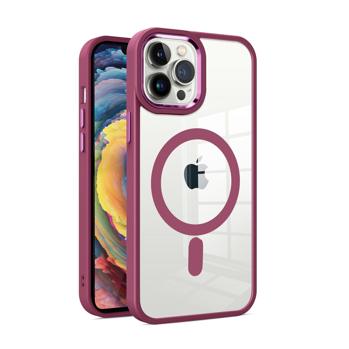 For Apple iPhone 17E /16E MagSafe Compatible Transparent Greatest Clear Acrylic with Color Frame Thick Hybrid TPU Hard Case Cover