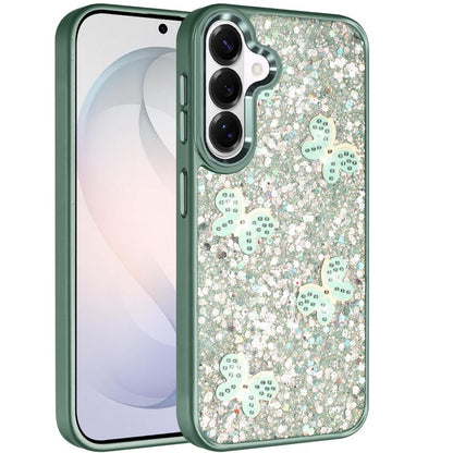 Phone Case for Samsung Galaxy S26 FE /Fan Edition Cute Butterfly Diamond Glitter Metallic Hybrid Shockproof Shimmer Grip Stylish Protective Luxury Designer Cover
