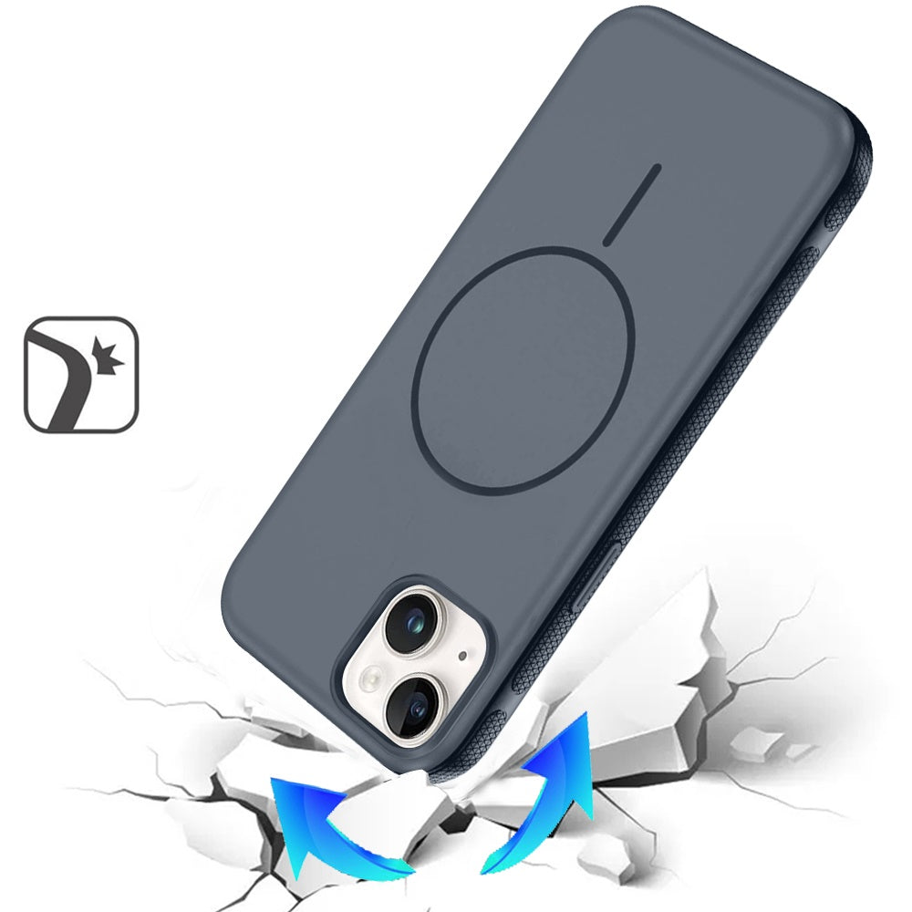 Phone Case for Apple iPhone 15 Super Magnetic Matte Hybrid Shockproof Thick Protective Durable Grip Anti Scratch Premium Edge Slim Fit Cover Navy Blue