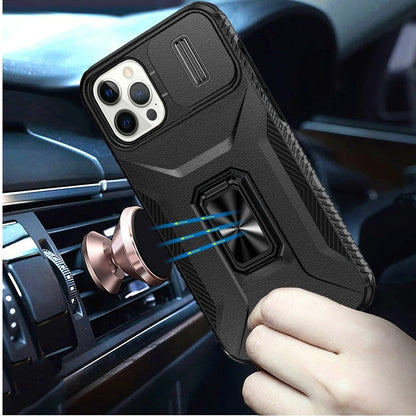 Phone Case for Apple iPhone 12 Pro Max Magnetic Ring Stand Camera Protection Shockproof Heavy Duty Kickstand Rugged Grip Anti Scratch Hybrid Cover Black