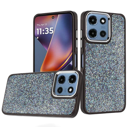 Phone Case for Motorola Moto G 5G 2026/ Moto G 5G 2025 Crystal Glass Bling Diamond Metallic Edge Shockproof Durable Protective Clear Hybrid Stylish Premium Design Cover Black