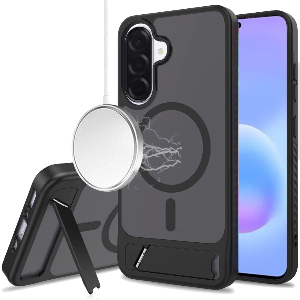 Phone Case for Samsung Galaxy A57 Matte Magnetic Metal Kickstand Shockproof Grip Anti Slip Durable Protective Heavy Duty Hybrid Cover