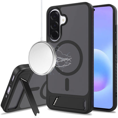 Phone Case for Samsung Galaxy A57 Matte Magnetic Metal Kickstand Shockproof Grip Anti Slip Durable Protective Heavy Duty Hybrid Cover