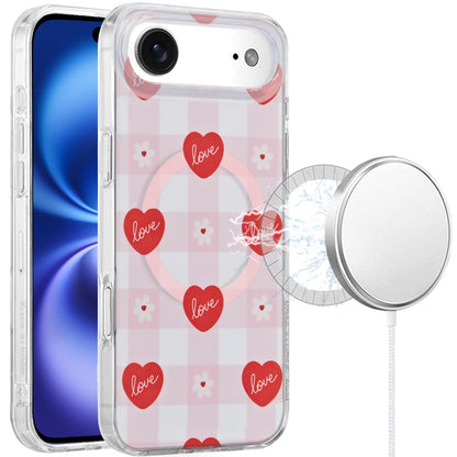 For Apple iPhone 17 Stylish Pattern Fashion IMD Printed Design TPU Double Layer Slim Shockproof with Magnetic Back Case Cover Love Hearts