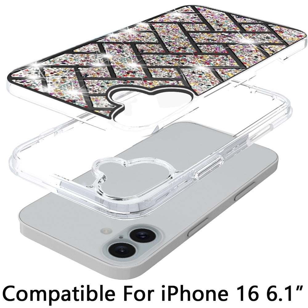 For Apple iPhone 17E /16E Bling Hybrid Shockproof Protective Design Stylish Glitter Finish Durable Grip Protection Case Cover