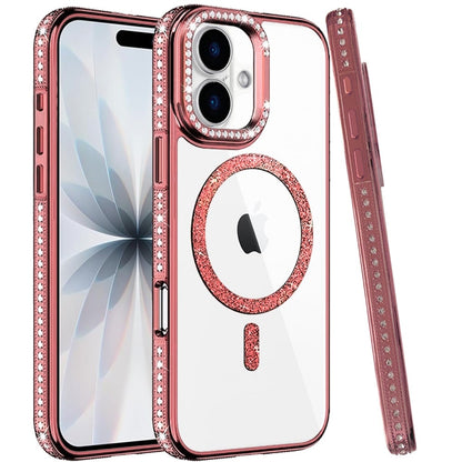 Phone Case for Apple iPhone 17 Luxury Diamond Bling Edged Magnetic Glitter Shockproof Hybrid with Camera Kickstand Durable Grip Cover